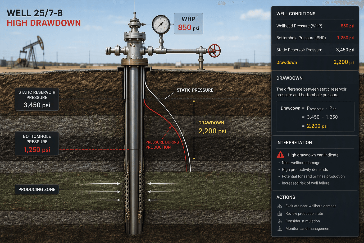 Drawdown view used to illustrate sustainable drawdown surveillance.